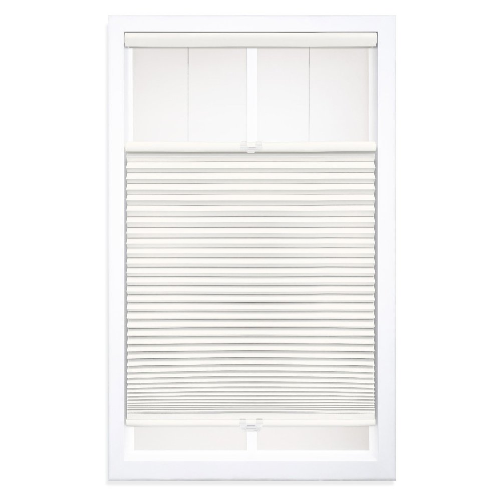 DEZ FURNISHINGS Cordless 1.5" Blackout Top Down Bottom Up Cellular Shade, 25.5"W x 64"H, Cream