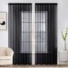 MIULEE 2 Panels Solid Color Sheer Window Curtains Elegant Halloween Window Voile Panels/Drapes/Treatment for Bedroom Living Room (54X108 Inches Black) view 1