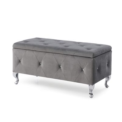 Christies Home Living Crystal Tufted Storage Bench (Grey)