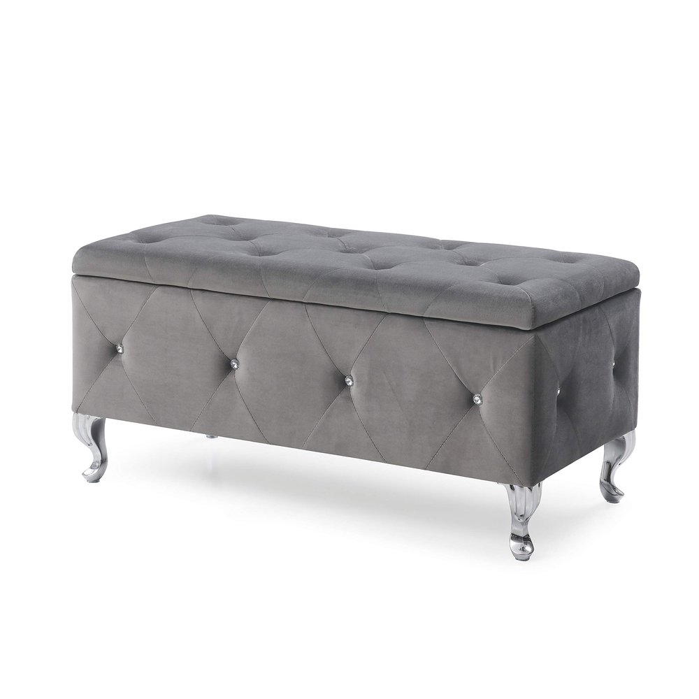 Christies Home Living Crystal Tufted Storage Bench (Grey)