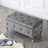 Christies Home Living Crystal Tufted Storage Bench (Grey) view 2