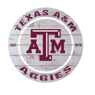 KH Sports Fan Texas A&M Aggies Indoor Outdoor Weathered Circle Sign, 20x20 Inches, Display Your Team Spirit with This Unique Texas A&M Aggies Wall Art