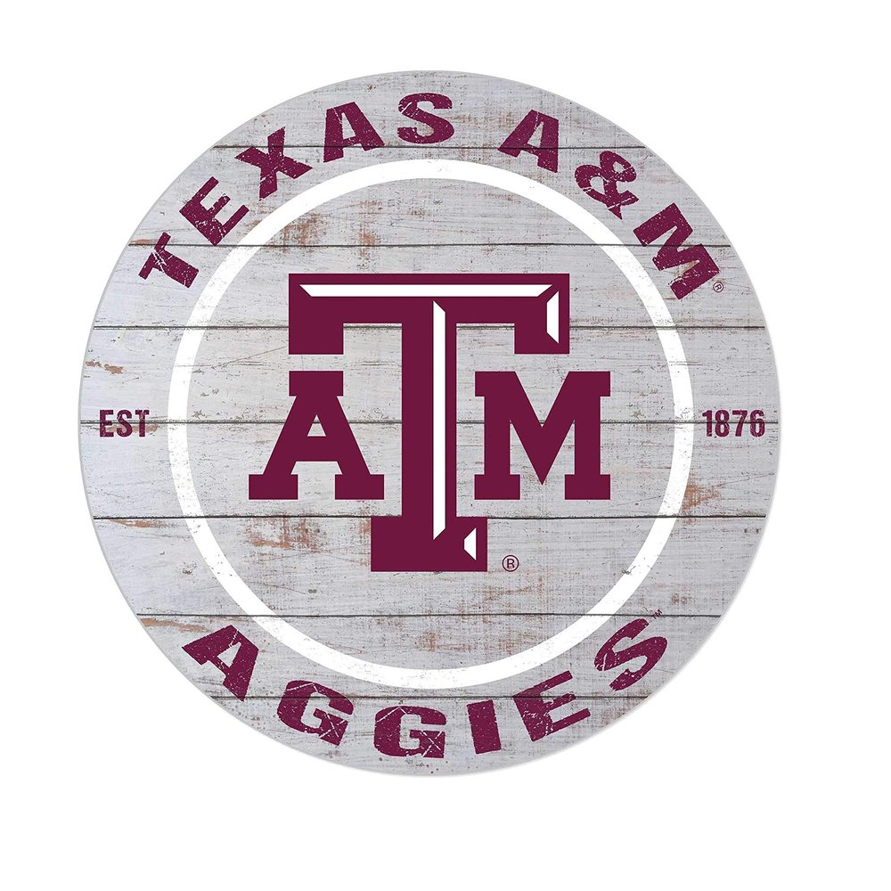 KH Sports Fan Texas A&M Aggies Indoor Outdoor Weathered Circle Sign, 20x20 Inches, Display Your Team Spirit with This Unique Texas A&M Aggies Wall Art