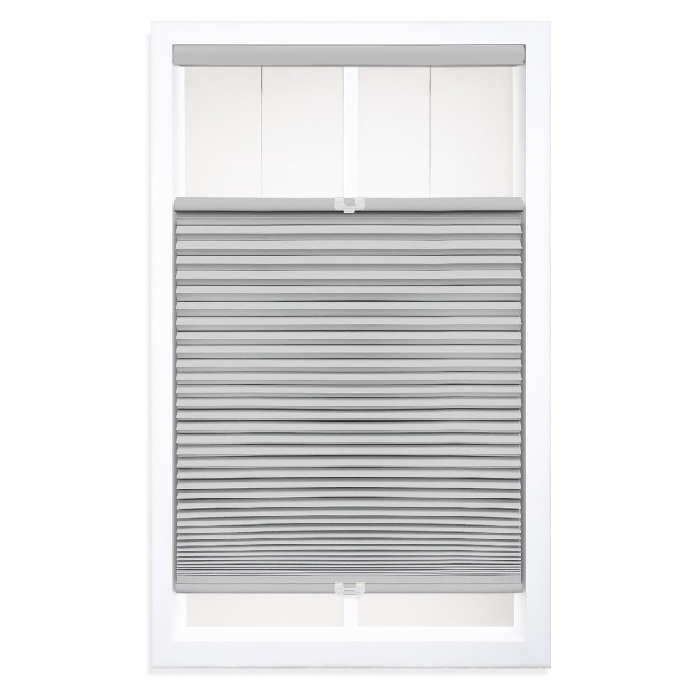 DEZ FURNISHINGS Cordless 1.5" Blackout Top Down Bottom Up Cellular Shade, 29.5"W x 64"H, Sterling Gray