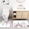Amagical 4PCS Paris Tower Eiffel Shower Curtain Set with Bathroom Mat Set,Paris Lettering Pink Flowers Couple Trip Print Bath Mat Contour Mat Toilet Cover Shower Curtain view 3