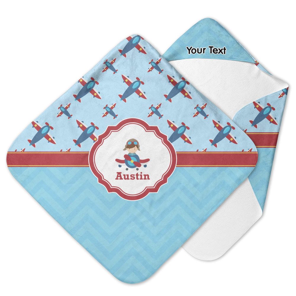 YouCustomizeIt Personalized Airplane Theme Hooded Baby Towel