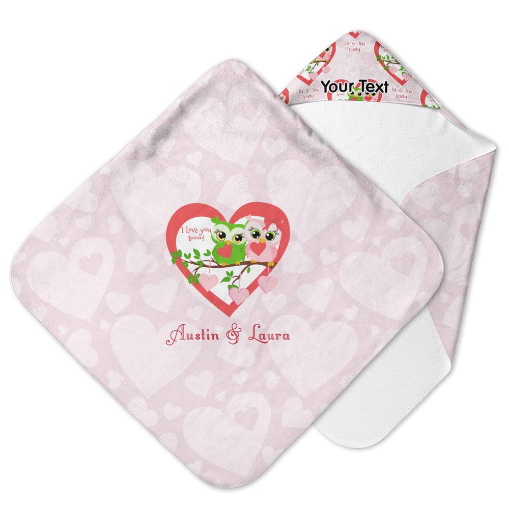 YouCustomizeIt Personalized Valentine Owls Hooded Baby Towel