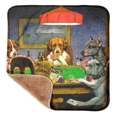 YouCustomizeIt Dogs Playing Poker by C.M.Coolidge Sherpa Baby Blanket - 30" x 40"