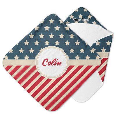YouCustomizeIt Personalized Stars and Stripes Hooded Baby Towel