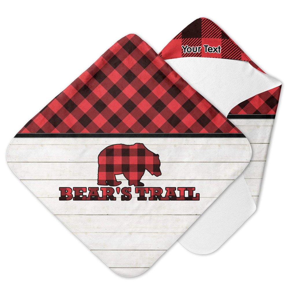 YouCustomizeIt Personalized Lumberjack Plaid Hooded Baby Towel