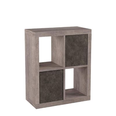 Better Homes and Gardens.. Bookshelf Square Storage Cabinet 4-Cube Organizer (Weathered) (Rustic Gray, 4-Cube)-L8