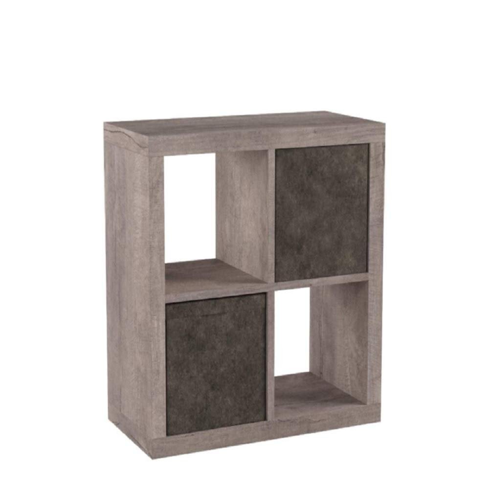 Better Homes and Gardens.. Bookshelf Square Storage Cabinet 4-Cube Organizer (Weathered) (Rustic Gray, 4-Cube)-L8