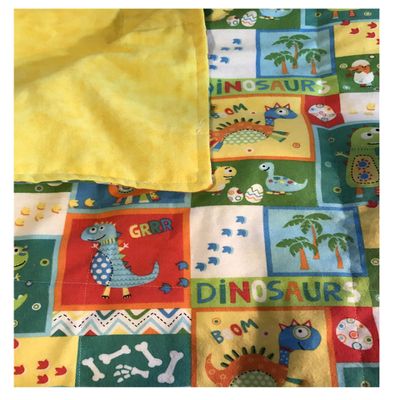 Aunt Sandy's Sewing Weighted Blanket with Dinosaurs, 5 1/2 lbs, Washable Lap Blanket, Flannel, 35" x 43"