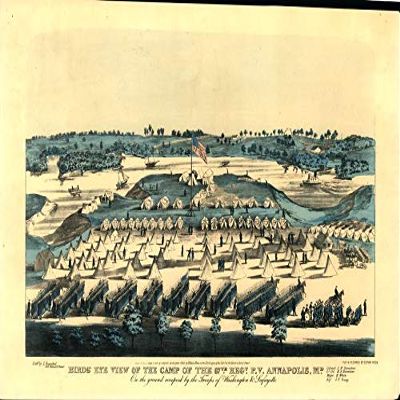 Historic Prints 18" x 24" 1863 Birds' Eye View of The Camp of The 67th Reg't P.V. Annapolis Maryland On The Ground Occupied by The Troops of Washington & Lafayette
