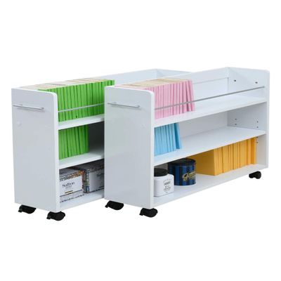 JK Plan SGT-0130-WH Closet Storage Rack, Bookcase, Set of 2, Width 7.5 inches (19 cm), Depth 30.7 inches (78 cm), Casters Included, Wagon, Organization, White