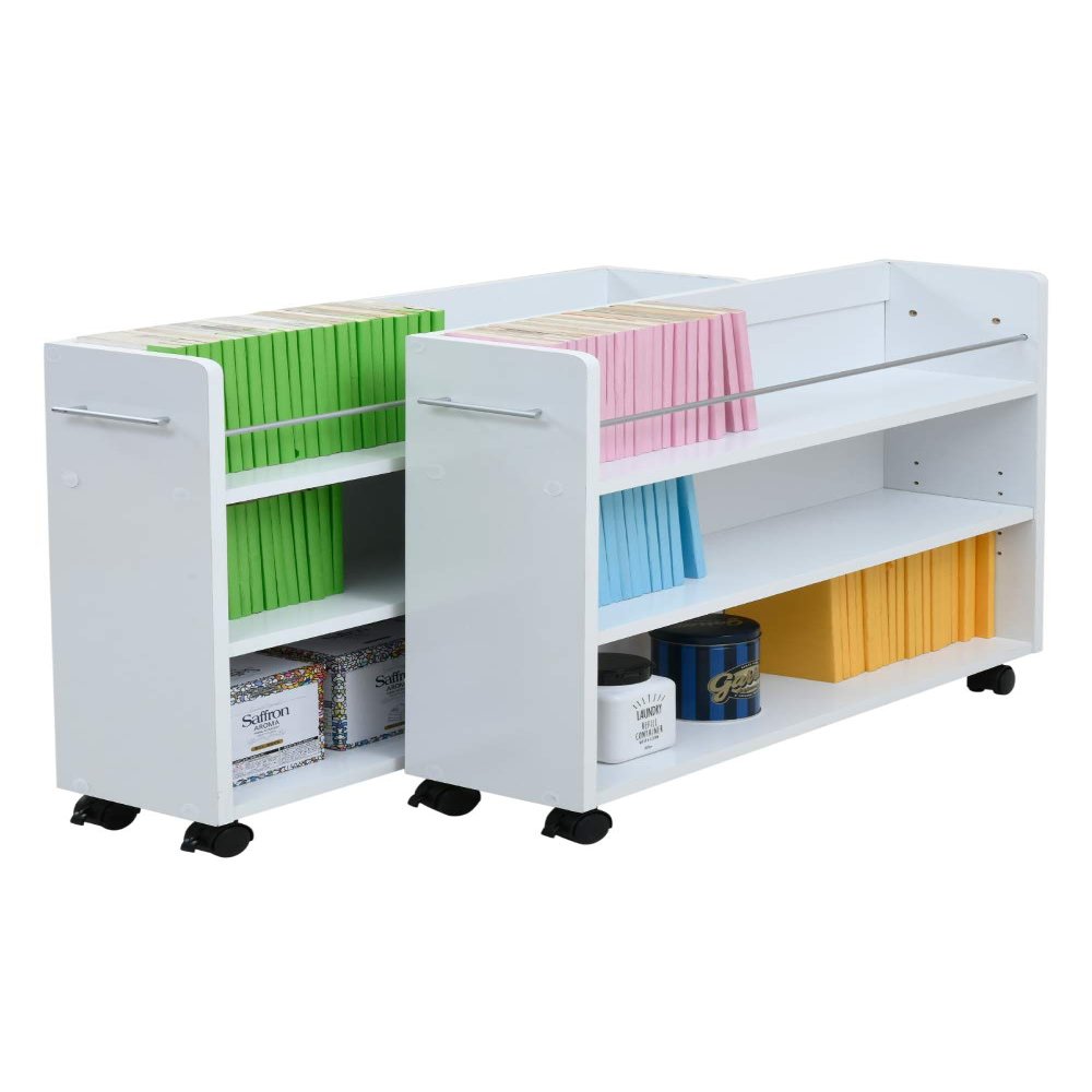 JK Plan SGT-0130-WH Closet Storage Rack, Bookcase, Set of 2, Width 7.5 inches (19 cm), Depth 30.7 inches (78 cm), Casters Included, Wagon, Organization, White