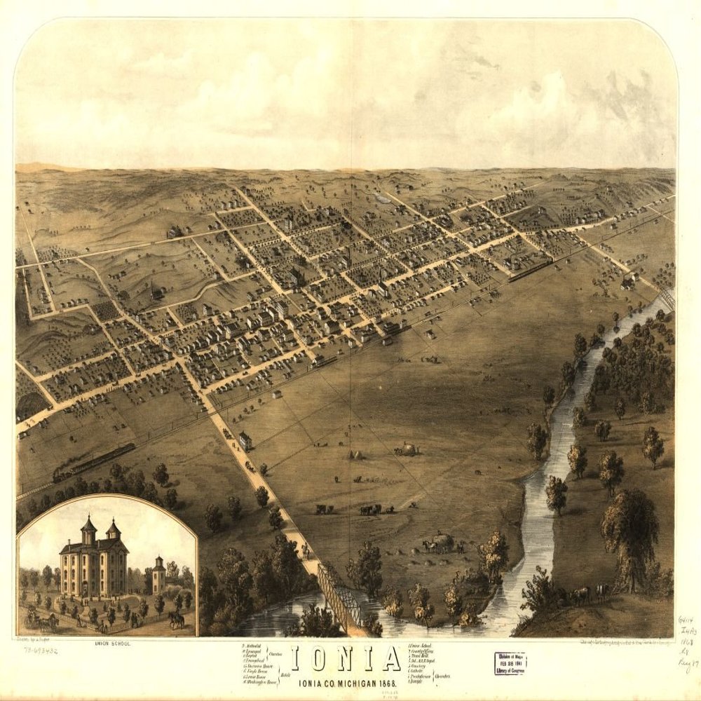 18" x 24" 1868 Map of Ionia County Michigan