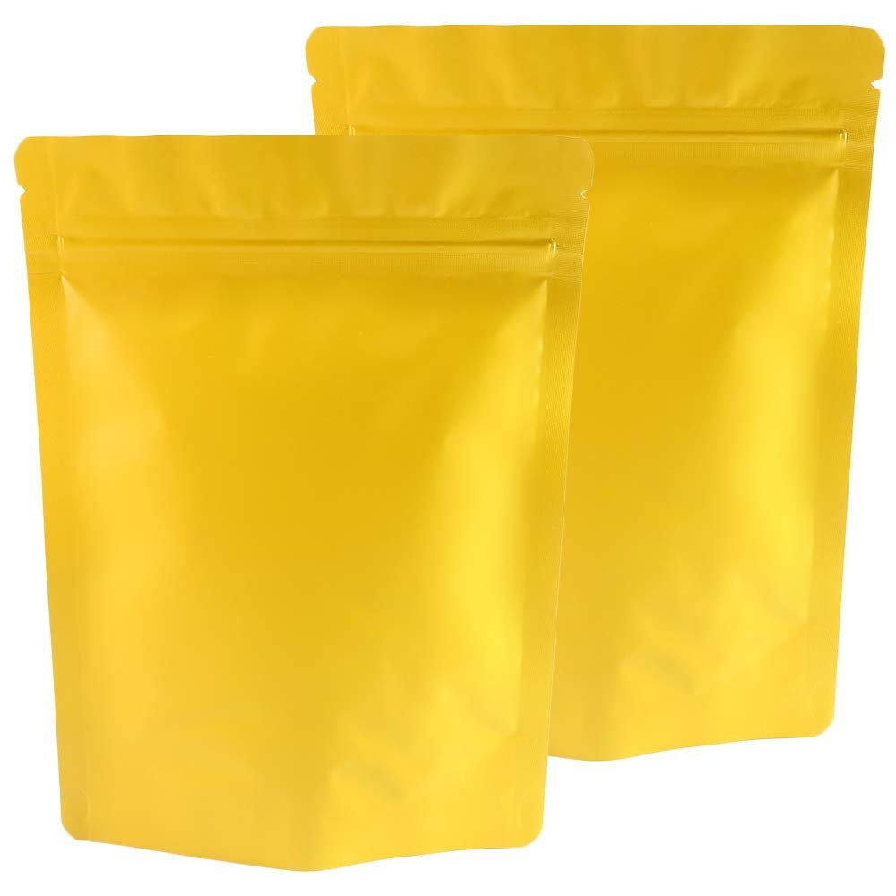 QQ Studio Double Sided Matte Heat Sealable Mylar Aluminum Standup Bags (100 Bags) (5.1" x 7.1", Matte Gold)