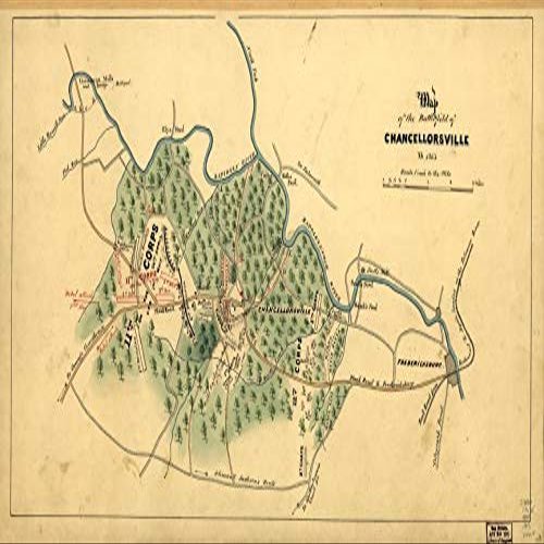 14" x 24" 1863 Map of The Battlefield of Chancellorsville Virginia
