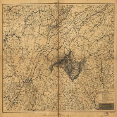 14" x 24" 1863 Map of The Mountain Region of North Carolina & Tennessee