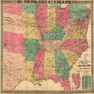 16" x 24" 1863 Phelps & Watson's Historical & Military Map of The Border & Southern States