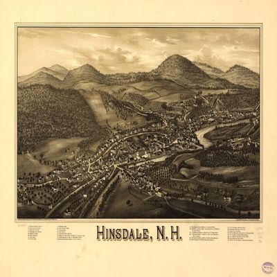 16" x 24" 1886 Map of Hinsdale New Hampshire