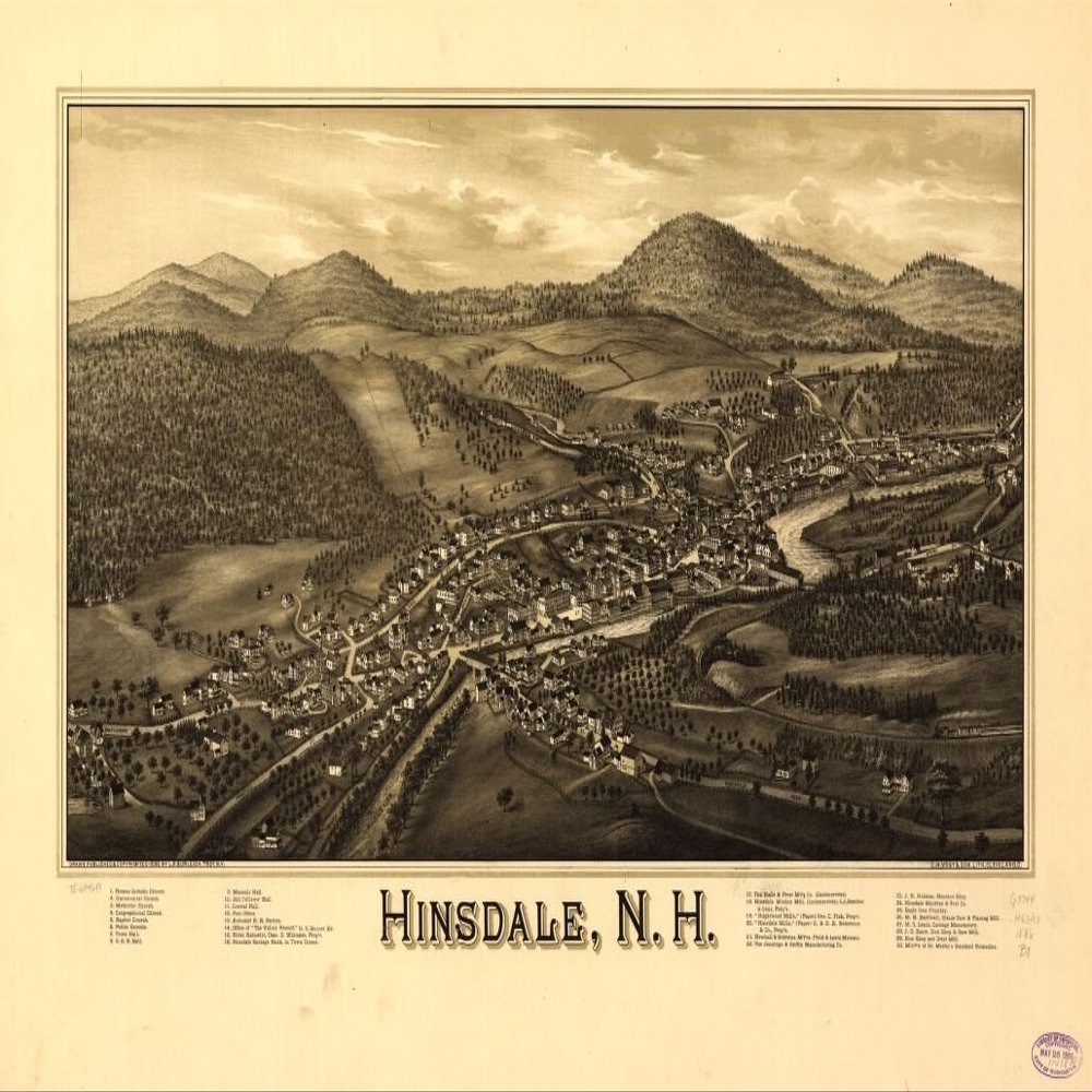 16" x 24" 1886 Map of Hinsdale New Hampshire