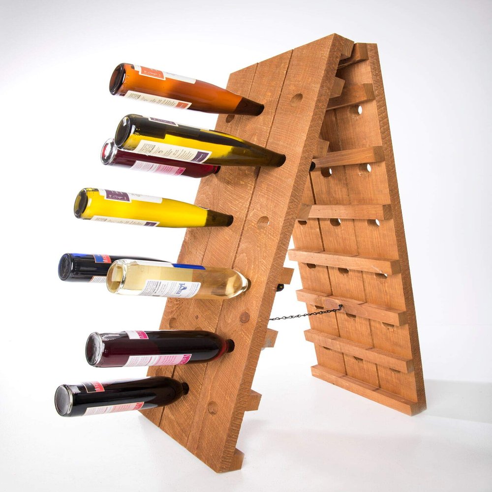 American WineKraft Rustic Wood Wall Wine Rack Kitchen 36 Bottle High Capacity Storage Display Stand (Natural)
