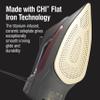 CHI Steam Iron for Clothes with 8 Retractable Cord, 1700 Watts, 3-Way Auto Shutoff, 400+ Holes, Professional Grade, Temperature Control Dial, Titanium Infused Ceramic Soleplate, Black/Chrome (13109) view 2