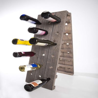 American WineKraft Rustic Wood Wall Wine Rack Kitchen 36 Bottle High Capacity Storage Display Stand (Grey)