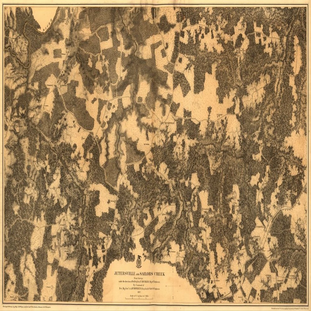 14" x 24" 1867 Map of Jetersville & Sailors Creek