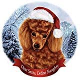 Holiday Pet Gifts Red Poodle Santa Hat Dog Porcelain Ornament