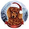 Holiday Pet Gifts Red Poodle Santa Hat Dog Porcelain Ornament view 1