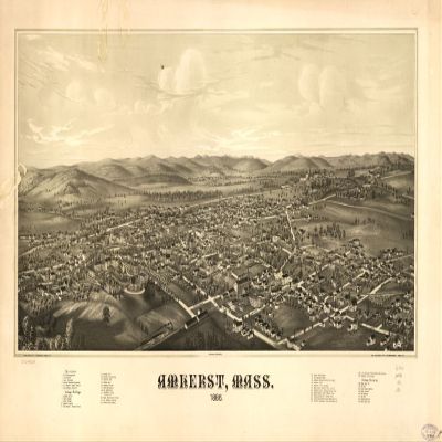 14" x 24" 1886 Map of Amherst Massachusetts