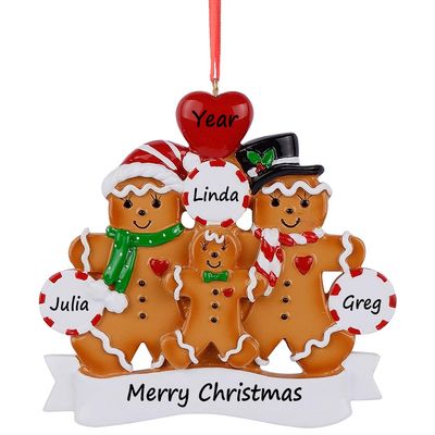 2025 Gingerbread Christmas Ornament - Personalized Gingerbread Family of 3 Ornament - Family of 3 Baking Cookies Christmas Ornament - 2025 for Grandparents - Free Customization