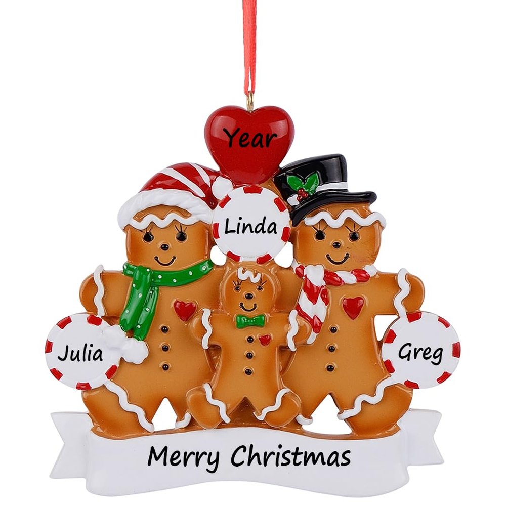 2025 Gingerbread Christmas Ornament - Personalized Gingerbread Family of 3 Ornament - Family of 3 Baking Cookies Christmas Ornament - 2025 for Grandparents - Free Customization