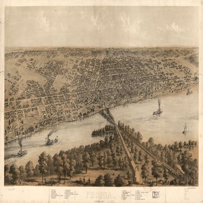 16" x 24" 1867 Map of Peoria Illinois