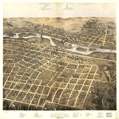 18" x 24" 1867 Map of Aurora Illinois
