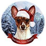Holiday Pet Gifts Toy Fox Terrier Chocolate Tri Santa Hat Dog Porcelain Ornament