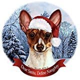Holiday Pet Gifts Toy Fox Terrier Chocolate Tri Santa Hat Dog Porcelain Ornament
