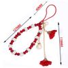 MOTIVE LIFE Selenite Crystal Hand Wrist Lanyard with Artificial Flower Pendants and Imitation Pearls (Purple) view 2