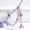 MOTIVE LIFE Selenite Crystal Hand Wrist Lanyard with Artificial Flower Pendants and Imitation Pearls (Purple) view 3