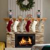 18" Unique Burgundy and Ivory White and Khaki Knit Christmas Stockings Style3,Pack 6 view 2