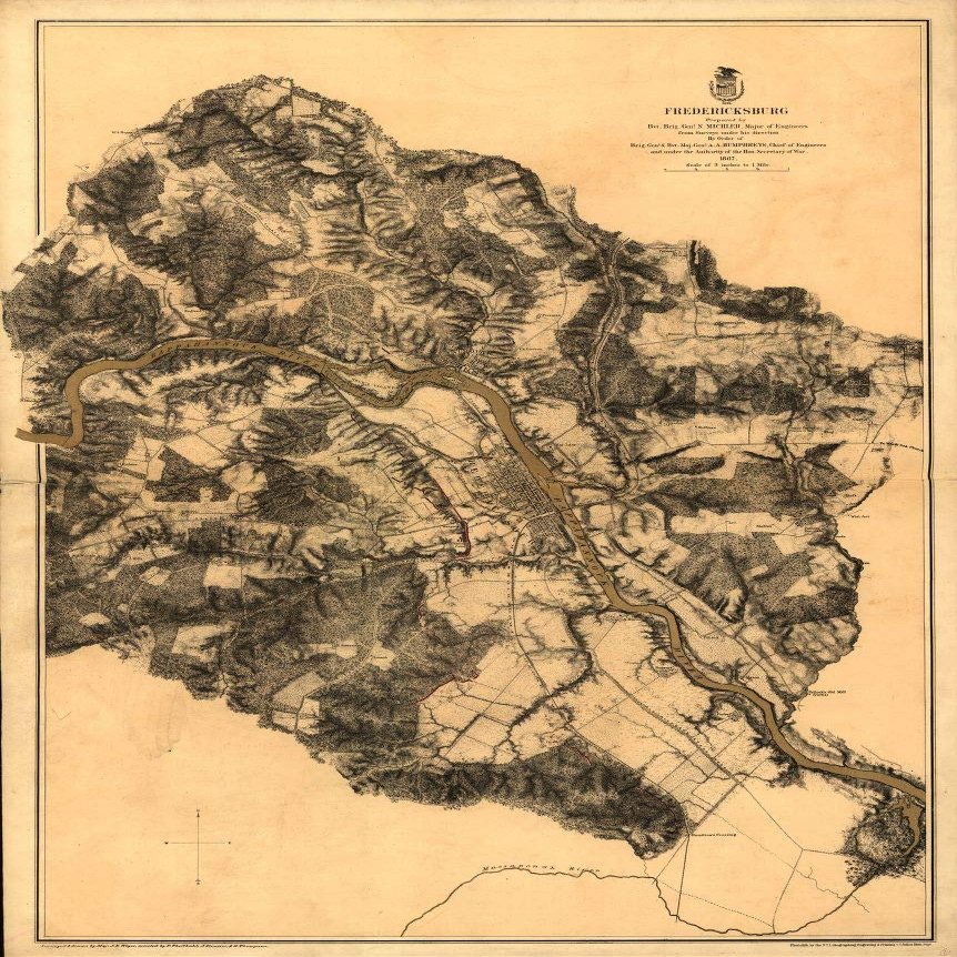 16" x 24" 1867 Map of Fredericksburg