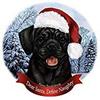 Holiday Pet Gifts Black Puggle Santa Hat Dog Porcelain Ornament view 1