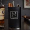 Black Custom Stainless Steel Cigar Flask for Men - Engraved Flask By HomeWetBar view 1