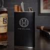Black Custom Stainless Steel Cigar Flask for Men - Engraved Flask By HomeWetBar view 3