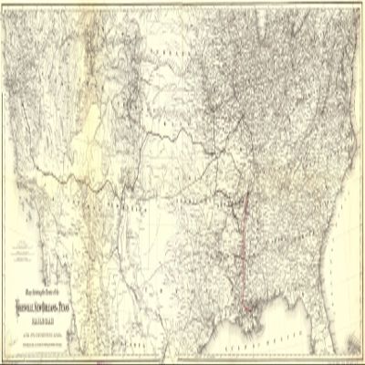 10" x 24" 1883 Map Showing The Route of The Louisville New Orleans & Texas Railroad & Its Connecting Lines