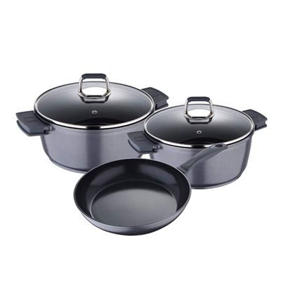 Bergner Set 5pc Cookware Set, Aluminium, Induction, Titan, Grey
