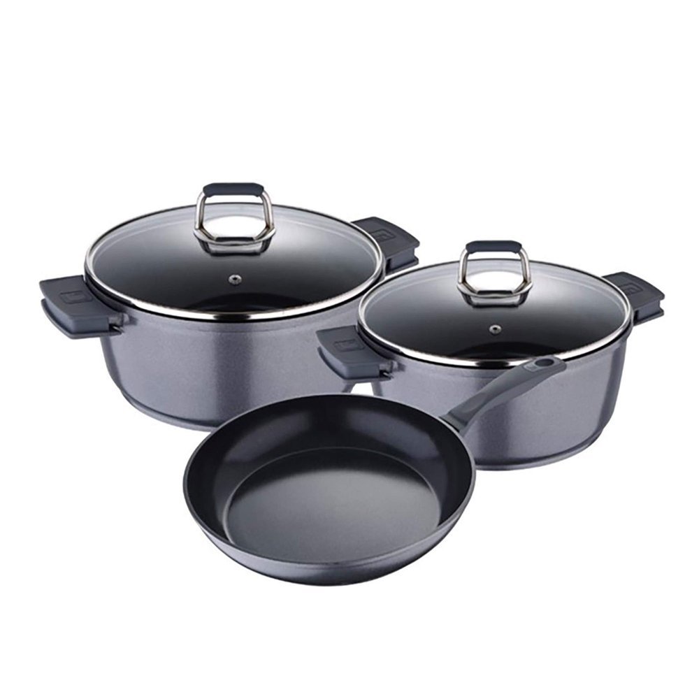 Bergner Set 5pc Cookware Set, Aluminium, Induction, Titan, Grey